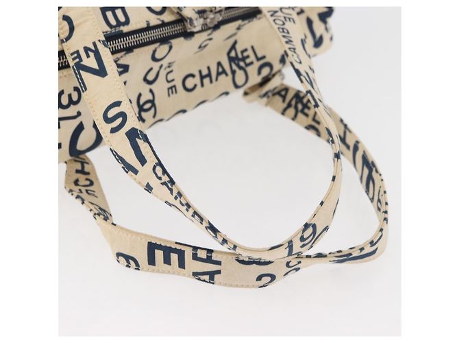 CHANEL By Sea Line Tote Bag Canvas Weiß Silber CC Auth 178508 - Ansicht 7