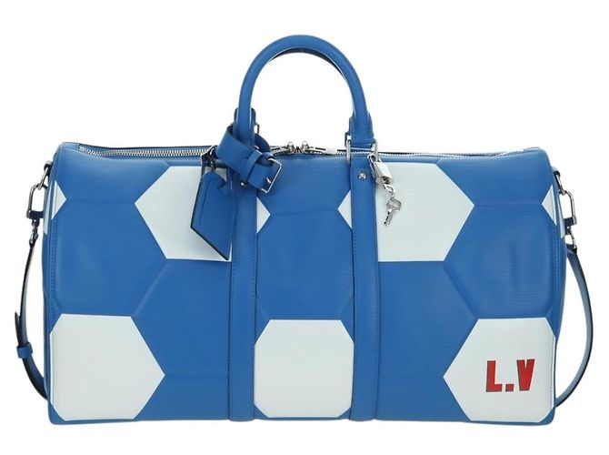 LOUIS VUITTON Epi 2018 FIFA Keepall Bandouliere 50 Borsa Blu M52120 Auth 177176SM - vue 13