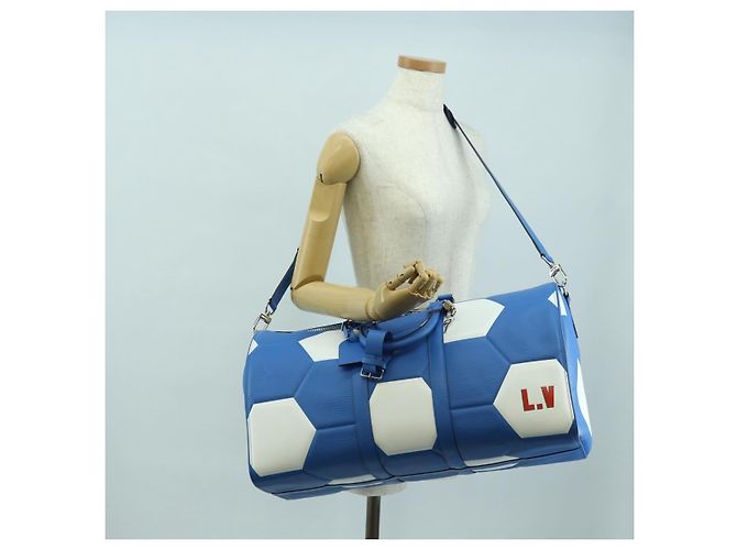 LOUIS VUITTON Epi 2018 FIFA Keepall Bandouliere 50 Borsa Blu M52120 Auth 177176SM - vue 32