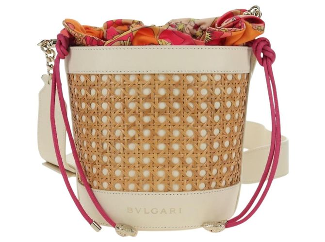 Bulgari Borsa a tracolla BVLGARI Serpenti Forever Raffia Beige Auth 177156SAM - vista 13