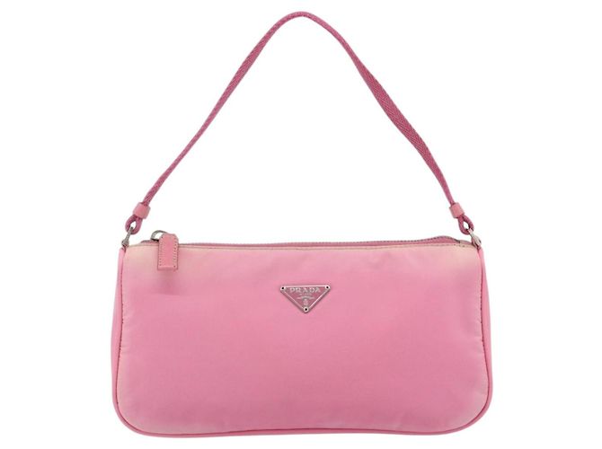 PRADA Accessory Pouch Nylon Pink Silver Auth 178018 Silvery - view 13
