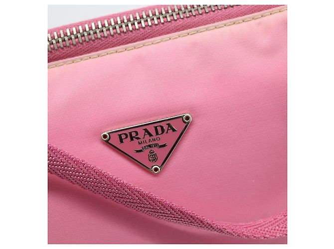 PRADA Accessory Pouch Nylon Pink Silver Auth 178018 Silvery - view 17