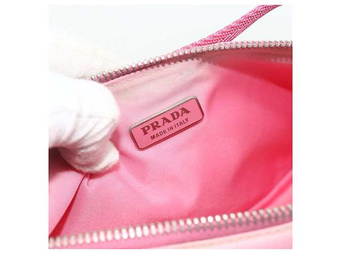 PRADA Accessory Pouch Nylon Pink Silver Auth 178018 Silvery - view 19