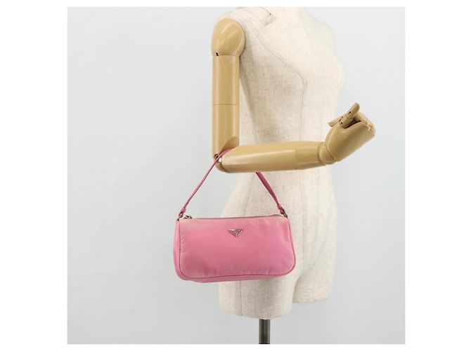 PRADA Accessory Pouch Nylon Pink Silver Auth 178018 Silvery - view 22