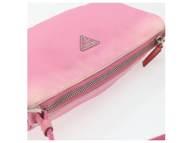 PRADA Accessory Pouch Nylon Pink Silver Auth 178018 Silvery - view 6