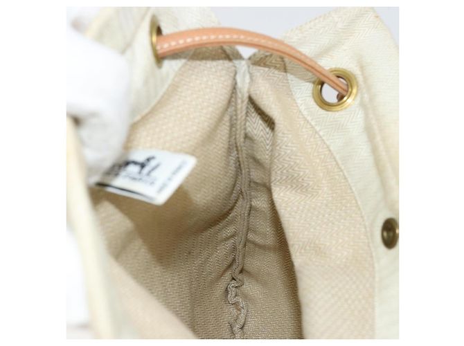 Hermès Borsa HERMES in tela Beige Gold Auth BA12373 D'oro - vista 18