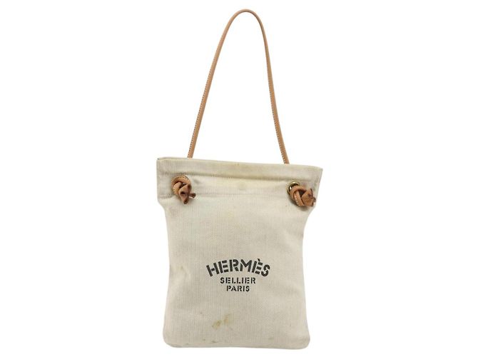 Hermès Borsa HERMES in tela Beige Gold Auth BA12373 D'oro - vista 2