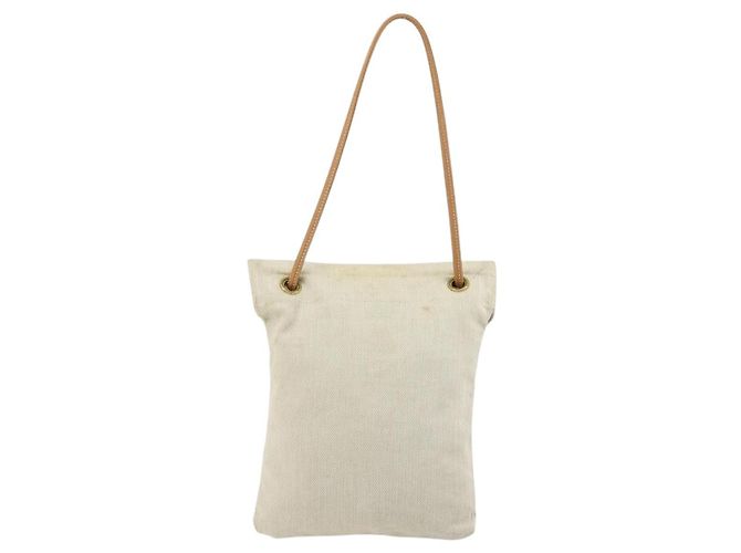 Hermès Borsa HERMES in tela Beige Gold Auth BA12373 D'oro - vista 3