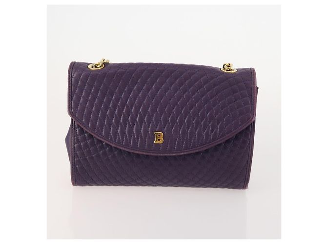Borsa a Spalla con Catena BALLY in Pelle 2 Set Viola Bianco Auth am11367 Porpora - vista 10