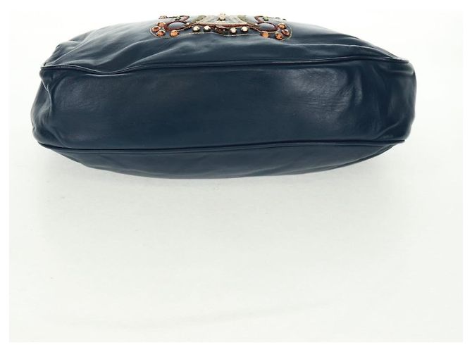 Céline Borsa CELINE in pelle blu navy e oro Auth SW1962V D'oro - vista 9