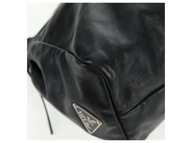 Sac à main PRADA en cuir noir argenté Auth 162511V - vue 10