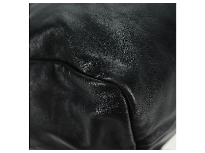 Sac à main PRADA en cuir noir argenté Auth 162511V - vue 12