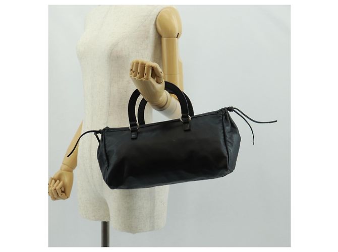 Sac à main PRADA en cuir noir argenté Auth 162511V - vue 23