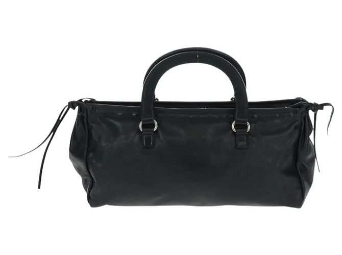 Sac à main PRADA en cuir noir argenté Auth 162511V - vue 3
