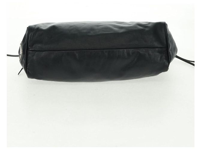 Sac à main PRADA en cuir noir argenté Auth 162511V - vue 9