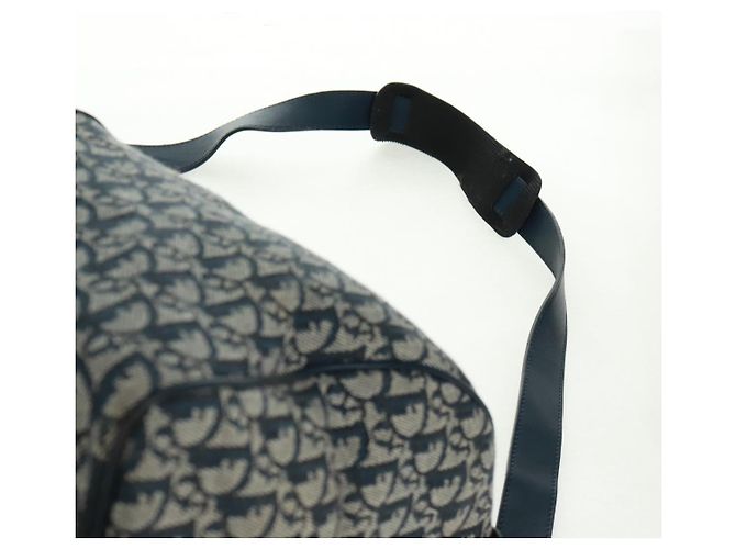Borsa Boston Christian Dior Trotter Canvas 2way Navy Gold Auth 168742SAV D'oro Blu navy - vista 11