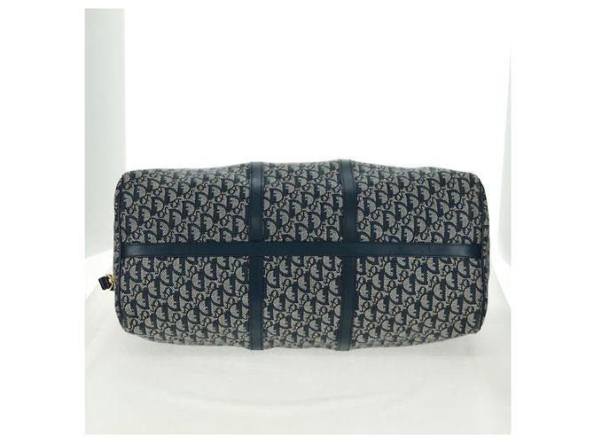Borsa Boston Christian Dior Trotter Canvas 2way Navy Gold Auth 168742SAV D'oro Blu navy - vista 12