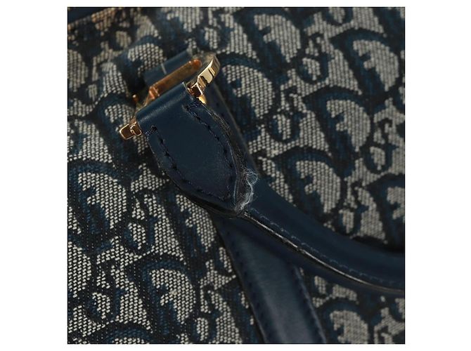 Borsa Boston Christian Dior Trotter Canvas 2way Navy Gold Auth 168742SAV D'oro Blu navy - vista 18