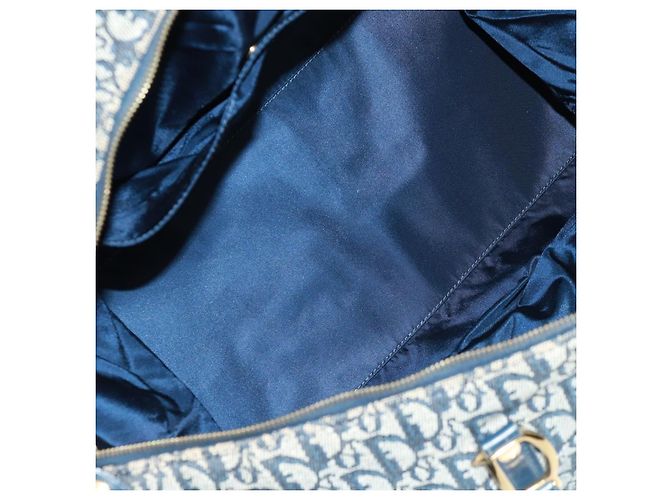 Borsa Boston Christian Dior Trotter Canvas 2way Navy Gold Auth 168742SAV D'oro Blu navy - vista 21