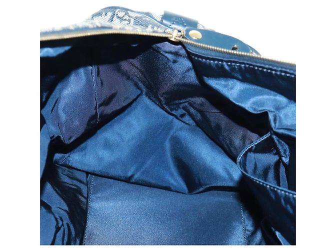 Borsa Boston Christian Dior Trotter Canvas 2way Navy Gold Auth 168742SAV D'oro Blu navy - vista 23