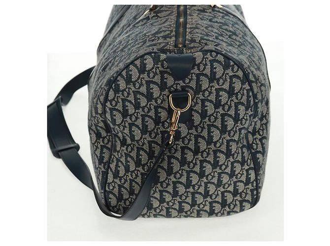Borsa Boston Christian Dior Trotter Canvas 2way Navy Gold Auth 168742SAV D'oro Blu navy - vista 4