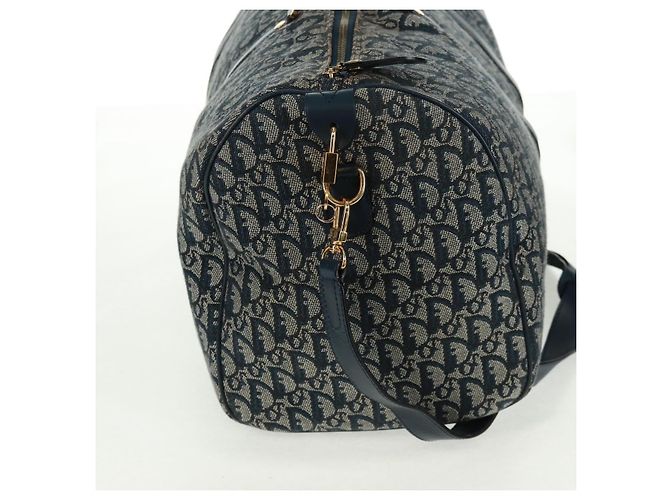 Borsa Boston Christian Dior Trotter Canvas 2way Navy Gold Auth 168742SAV D'oro Blu navy - vista 5