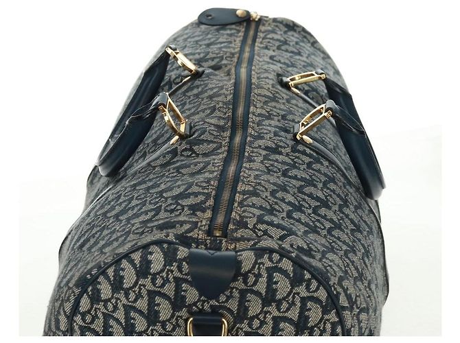 Borsa Boston Christian Dior Trotter Canvas 2way Navy Gold Auth 168742SAV D'oro Blu navy - vista 6