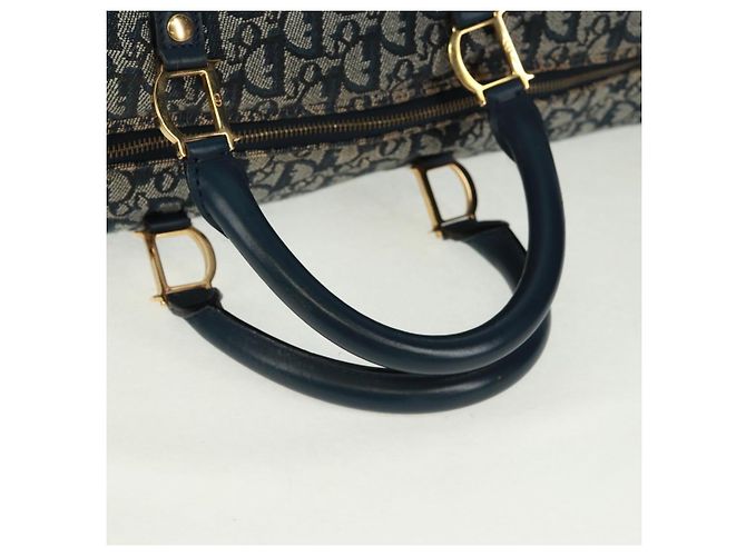 Borsa Boston Christian Dior Trotter Canvas 2way Navy Gold Auth 168742SAV D'oro Blu navy - vista 7