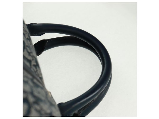 Borsa Boston Christian Dior Trotter Canvas 2way Navy Gold Auth 168742SAV D'oro Blu navy - vista 8