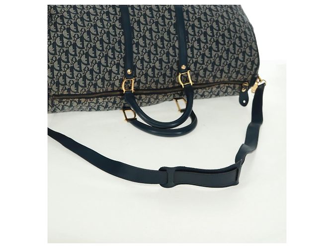 Borsa Boston Christian Dior Trotter Canvas 2way Navy Gold Auth 168742SAV D'oro Blu navy - vista 9