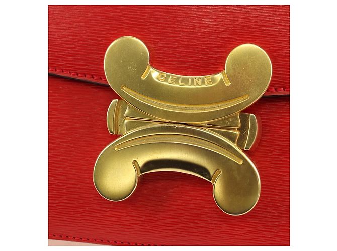 Céline Borsa CELINE in pelle 2way Rosso Oro Auth 107984 D'oro - vista 16