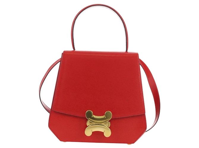 Céline Borsa CELINE in pelle 2way Rosso Oro Auth 107984 D'oro - vista 2