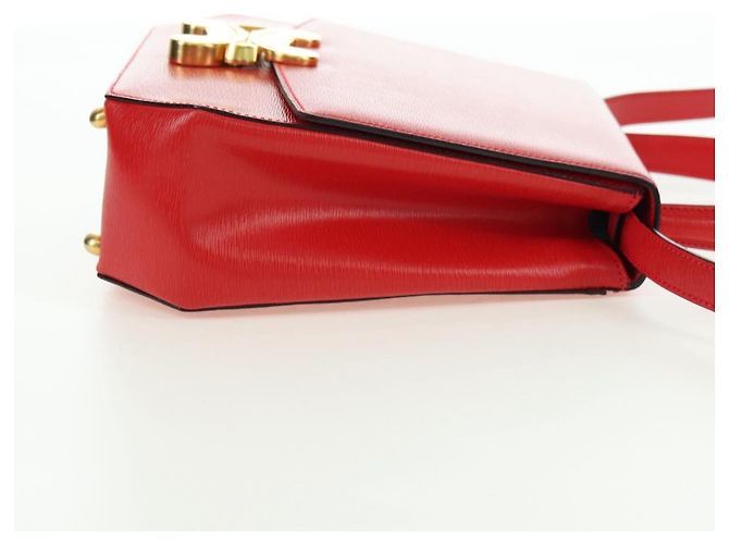 Céline Borsa CELINE in pelle 2way Rosso Oro Auth 107984 D'oro - vista 5
