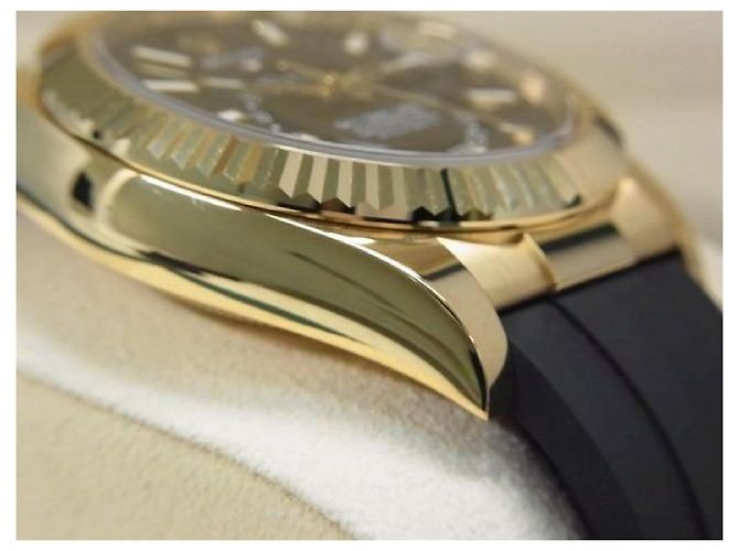 ROLEX Sky-Dweller 18KYG quadrante nero Uomo - vista 7