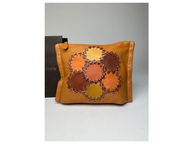 Clutch in pelle patchwork floreale Bottega Veneta 2008 Cognac Marrone - vista 11