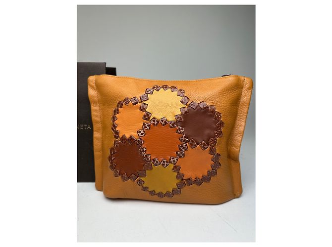 Clutch in pelle patchwork floreale Bottega Veneta 2008 Cognac Marrone - vista 12