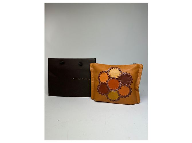 Clutch in pelle patchwork floreale Bottega Veneta 2008 Cognac Marrone - vista 2