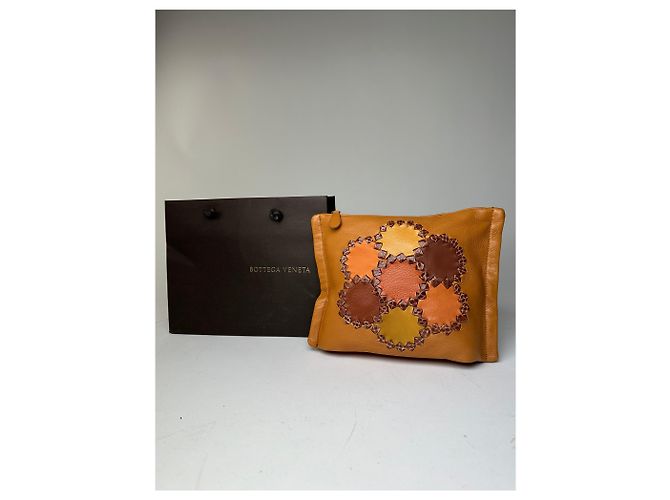 Clutch in pelle patchwork floreale Bottega Veneta 2008 Cognac Marrone - vista 6