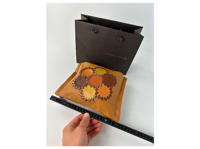 Clutch in pelle patchwork floreale Bottega Veneta 2008 Cognac Marrone - vista 8
