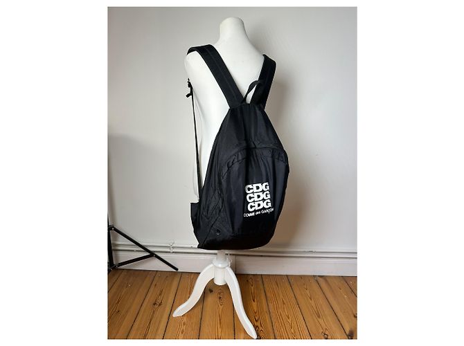 Zaino Comme Des Garcons CDG Nylon Nero Triple Logo - vista 13