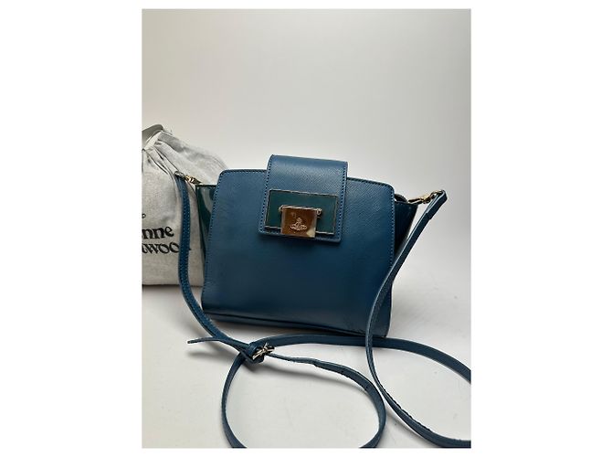 Borsa a tracolla Vivienne Westwood Opio Saffiano Blu ottanio - vista 13