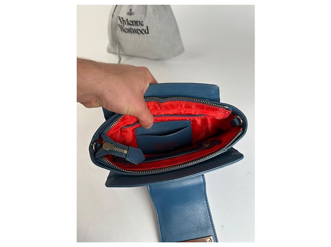 Borsa a tracolla Vivienne Westwood Opio Saffiano Blu ottanio - vista 3