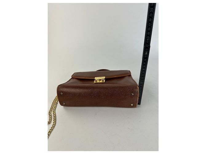 Givenchy Paris Vintage Top Handle Tasche aus Cognac Lizard-Prägung Leder Braun - Ansicht 13
