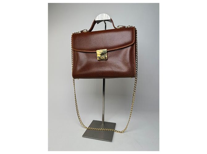 Givenchy Paris Vintage Top Handle Tasche aus Cognac Lizard-Prägung Leder Braun - Ansicht 14