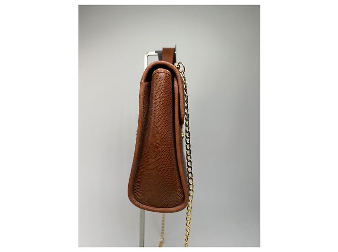 Givenchy Paris Vintage Top Handle Tasche aus Cognac Lizard-Prägung Leder Braun - Ansicht 5