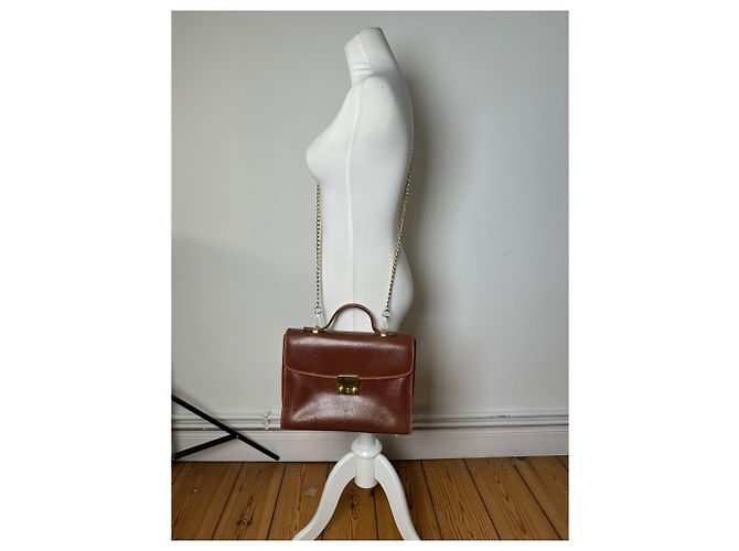 Givenchy Paris Vintage Top Handle Tasche aus Cognac Lizard-Prägung Leder Braun - Ansicht 6