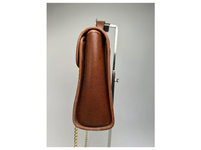 Givenchy Paris Vintage Top Handle Tasche aus Cognac Lizard-Prägung Leder Braun - Ansicht 9