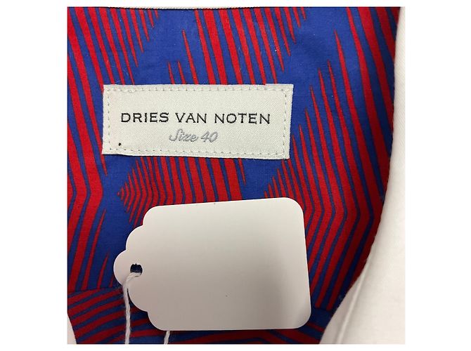 Camisa de algodón con estampado gráfico azul / rojo Dries Van Noten Multicolor - vista 4