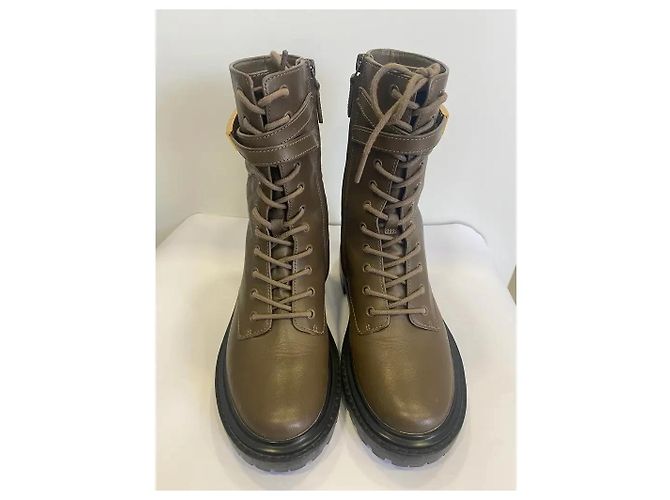Botines de combate de cuero Tory Burch T-Hardware Marrón oscuro - vista 3