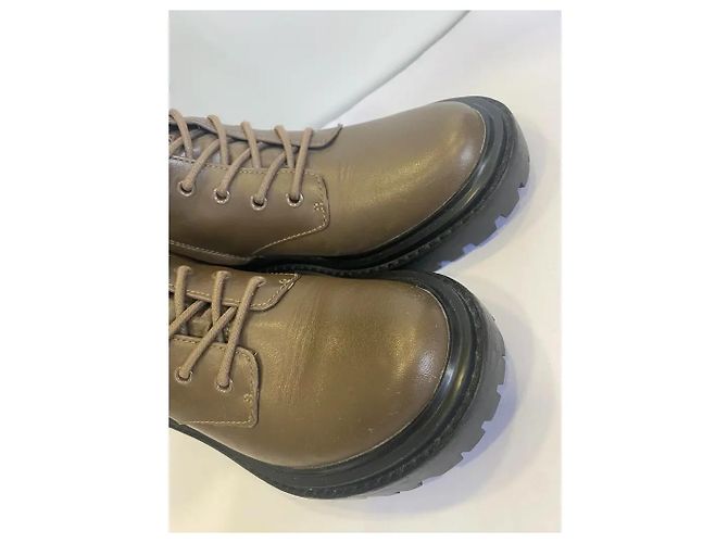 Botines de combate de cuero Tory Burch T-Hardware Marrón oscuro - vista 4